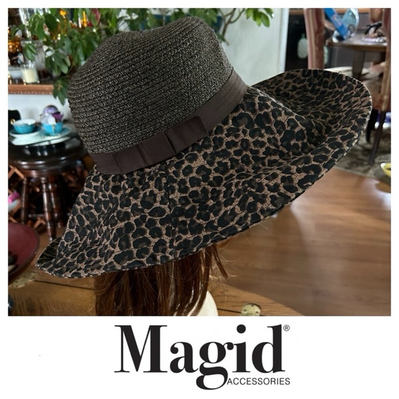 Magid Accessories - Vintage Floppy Wide Leopard Brim Sun Hat